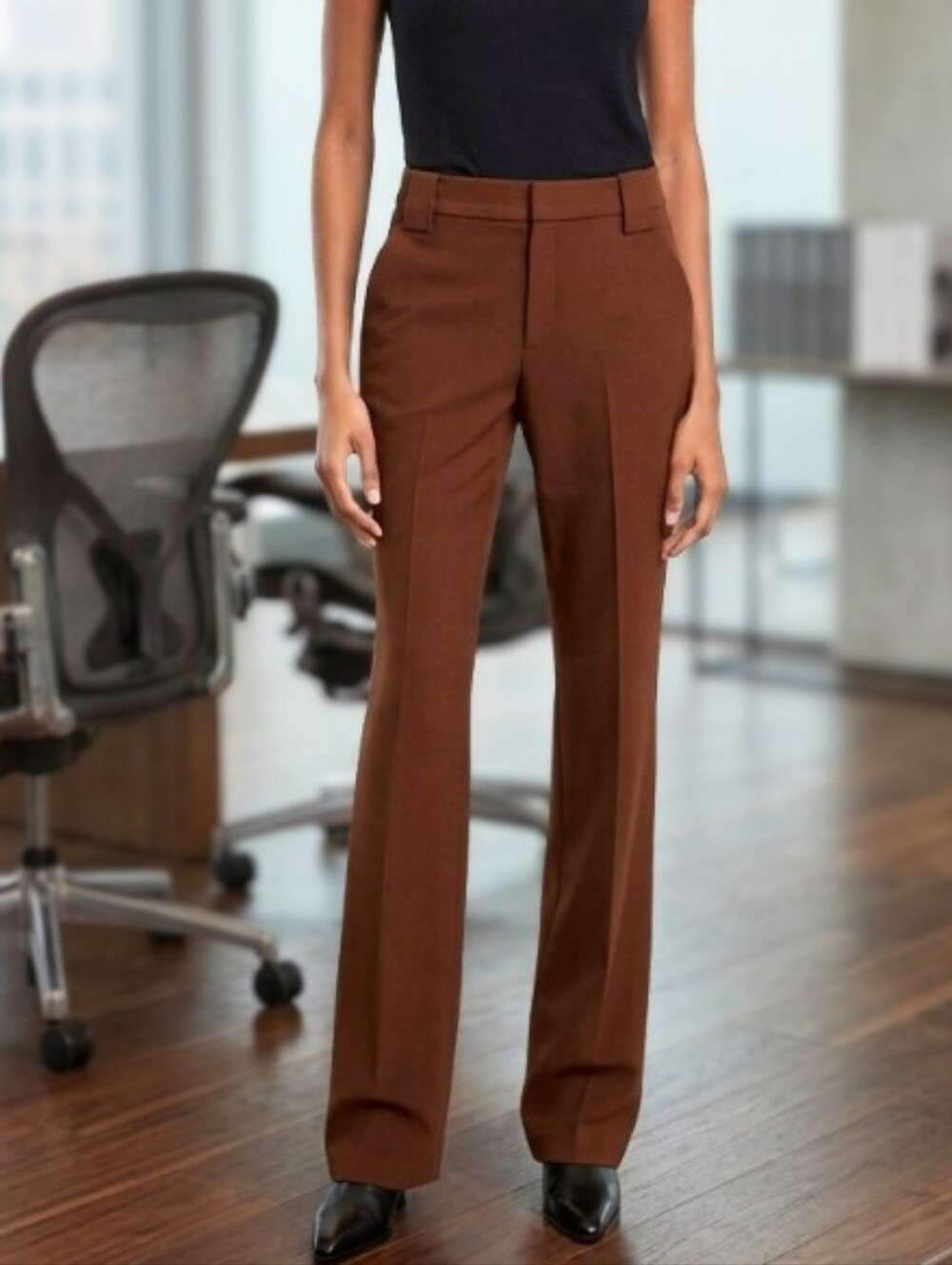 A.L.C. Womens Lawrence Straight Pant Brown Office Bussines Formal Workwear Sz 12